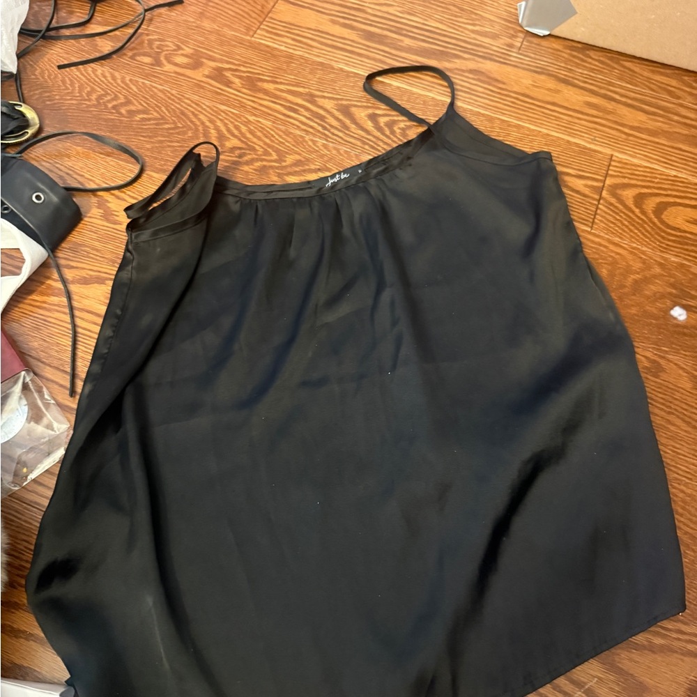 Chic Black Satin Cami Top